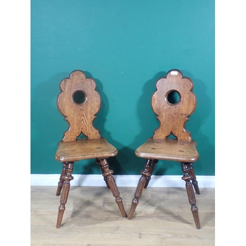 373 - A pair of oak Hall Chairs from the French Elzas region, 3ft 3in H x 1ft 5in W