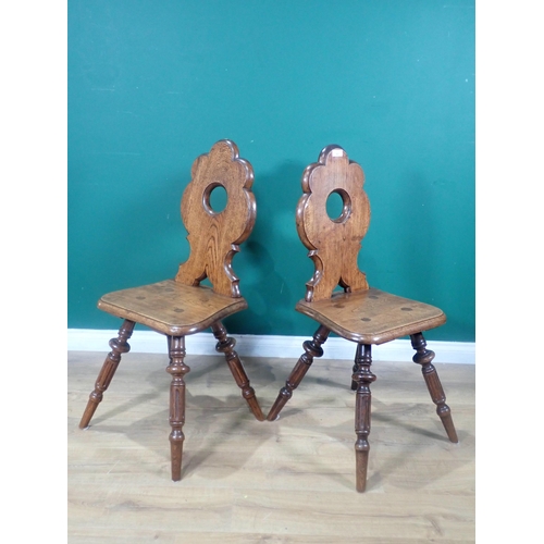 373 - A pair of oak Hall Chairs from the French Elzas region, 3ft 3in H x 1ft 5in W