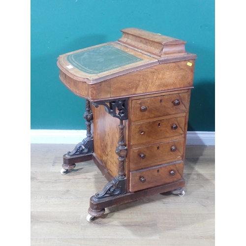 384 - A Victorian walnut Davenport fitted four drawers A/F 2ft 10in H x 1ft 9in W