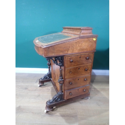 384 - A Victorian walnut Davenport fitted four drawers A/F 2ft 10in H x 1ft 9in W