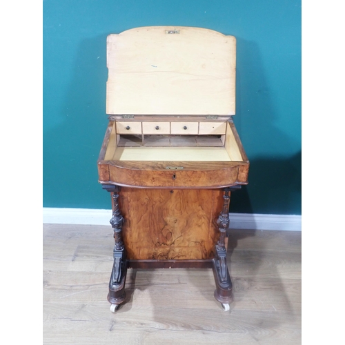 384 - A Victorian walnut Davenport fitted four drawers A/F 2ft 10in H x 1ft 9in W