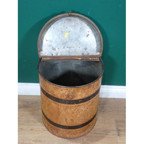 387 - A metal Flour Bin with hinged lid 1ft 5in H x 1ft 2in D