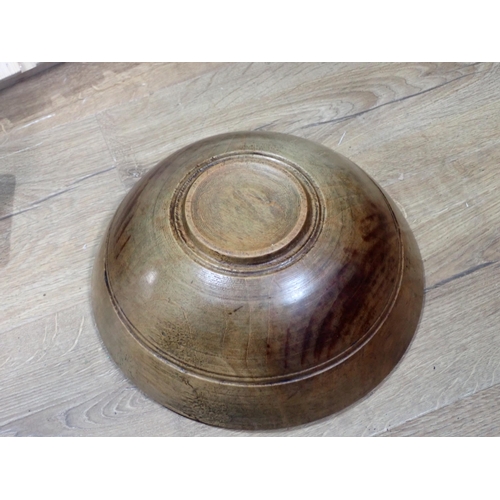 391 - A treen Bowl, Basket, Milk Crate, metal Tulips, Hovis Bread Tin and a Wash Board