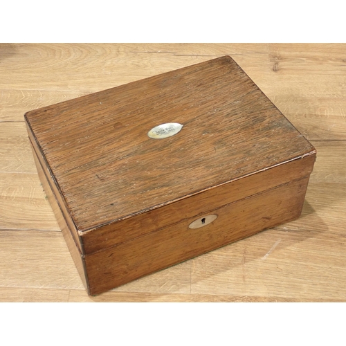 4 - A rosewood Sewing Box A/F, a cane Tub Chair and two glazed Boxes