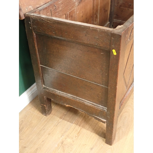 45 - A 17th Century oak Coffer with two plank lid above lozenge carved three panel front 3ft 11in W x 2ft... 