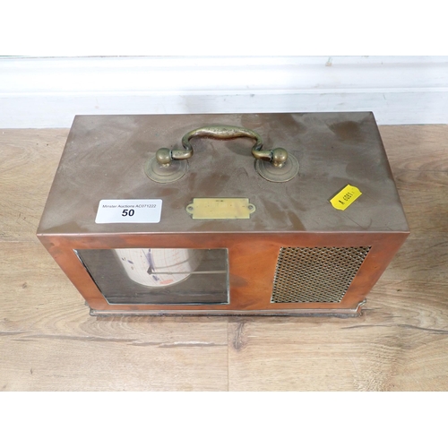 50 - A Darton & Co. copper cased Thermograph with brass handle, 10in W