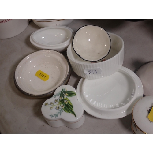 511 - A pottery Rumtoft Bowl and Mugs, Trinket Dishes, glass Azuma Makoto Sculpture, etc.