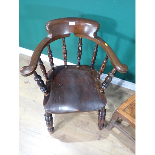 53 - A stained wood Smoker's Bow and an antique elm Country Chair