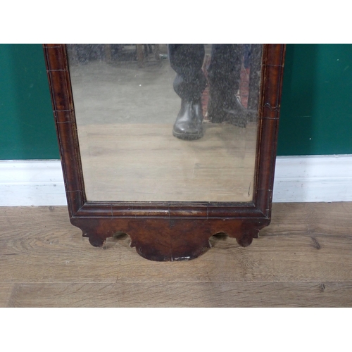 55 - A 19th Century mahogany framed Wall Mirror 2ft 11in H x 1ft 1in W