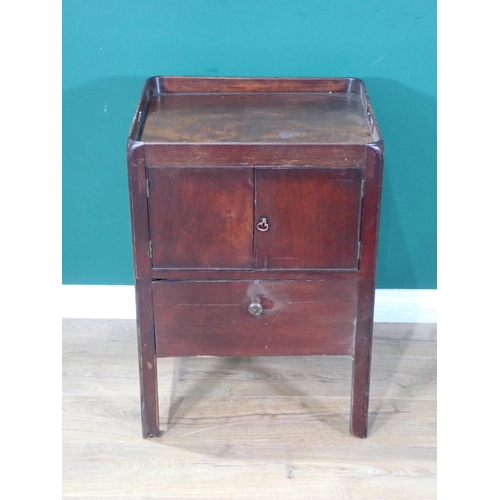 56 - A 19th Century mahogany Wash Stand fitted pair of cupboard doors above single drawer 2ft 6in H x 1ft... 