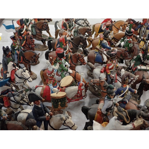 569 - A collection of 74 Del Prado Cavalry Figures including Napoleon, Wellington, Blucher, etc., some A/F