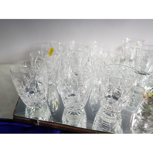 570 - A collection of cut glass Tumblers and Glasses, a Mirror, Teaspoons, etc.