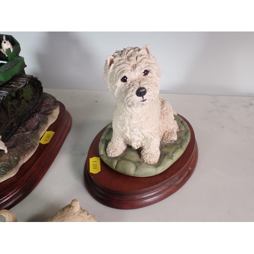 572 - A Border Fine Arts Figure of a Tractor and farmer and two Figures oh Highland Terriers