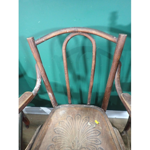 60 - A Victorian walnut framed open Armchair, two American style single Chairs A/F, a bentwood Elbow Chai... 