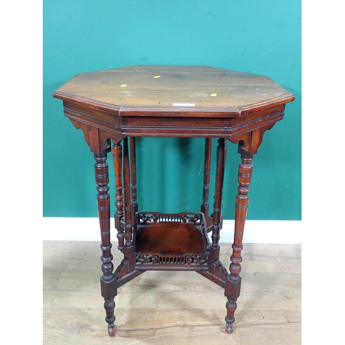 605 - A Victorian walnut octagonal Occasional Table and an oak drop leaf Occasional Table