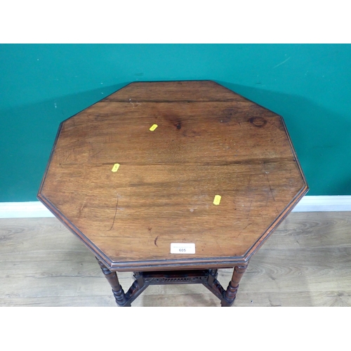 605 - A Victorian walnut octagonal Occasional Table and an oak drop leaf Occasional Table