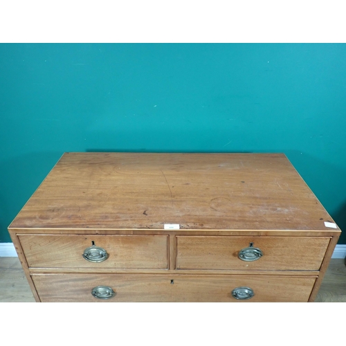 608 - A 19th Century mahogany Chest of two short and two long drawers 3ft 3in W x 2ft 7in H