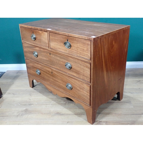 608 - A 19th Century mahogany Chest of two short and two long drawers 3ft 3in W x 2ft 7in H