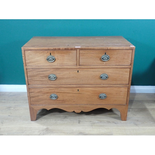 608 - A 19th Century mahogany Chest of two short and two long drawers 3ft 3in W x 2ft 7in H