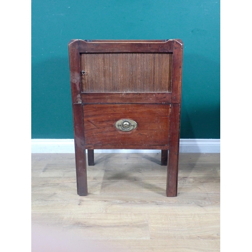 635 - An antique mahogany Wash Stand with sliding tambour front and pull out compartment beneath 2ft 6in H... 