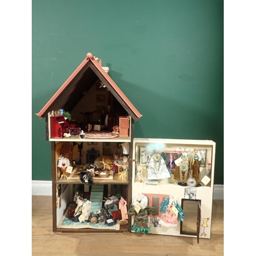 646 - A timber framed style Doll's House 'Griffindor' with Dolls and Furniture 2ft 9in H x 1ft 6in W