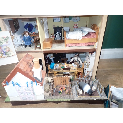 647 - A modern Doll's Farmhouse 'The Homestead' with Figures, Animals and Magazines. Based on a property n... 