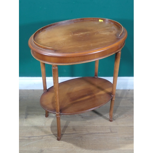 651 - A glass topped Coffee Table, a yew Bedside Chest and an oval two tier Occasional Table