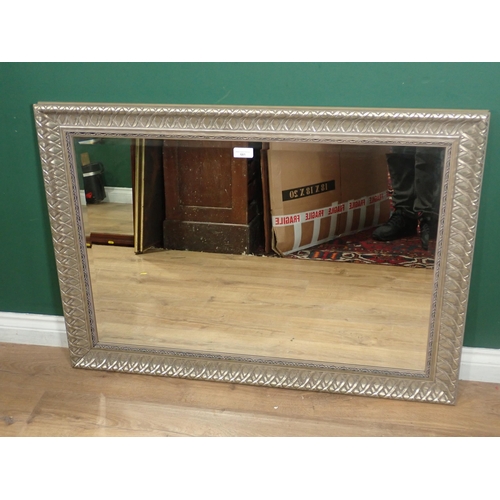 681 - A large modern rectangular gilt framed mirror with carved frame, height: 2ft 7in W x 3ft 6 in H