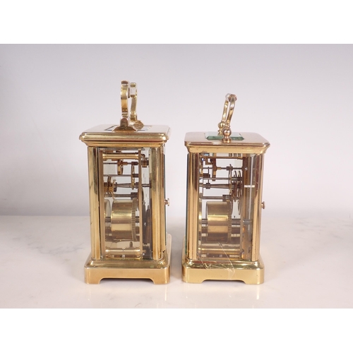 682 - Two brass cased Carriage Clock, one with enamel dial A/F 5in H and 4in H