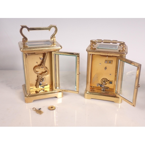 682 - Two brass cased Carriage Clock, one with enamel dial A/F 5in H and 4in H