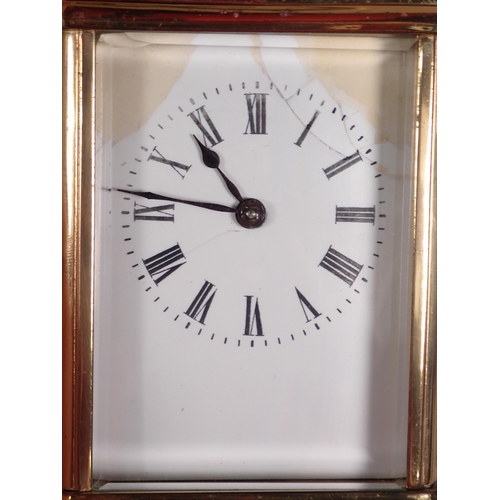 682 - Two brass cased Carriage Clock, one with enamel dial A/F 5in H and 4in H