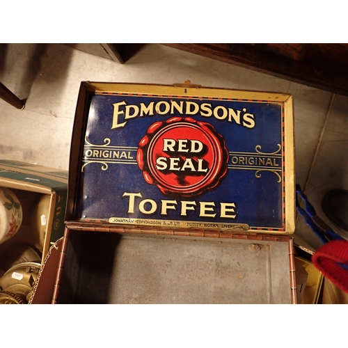 690 - Two boxes of Biscuit Tins and Oil Lamps