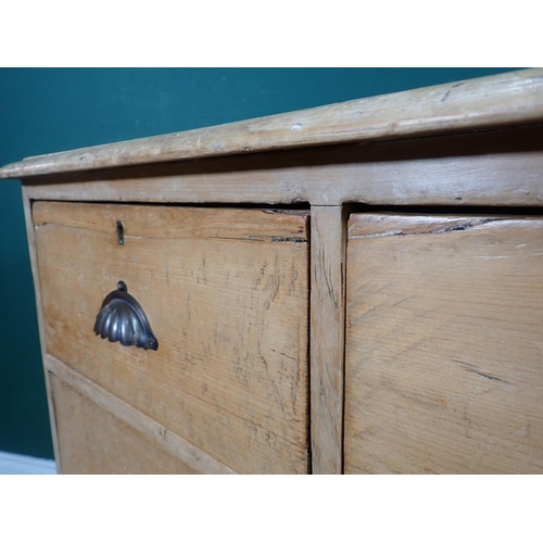 70 - A Victorian pine Chest of two short and two long drawers mounted on turned supports 2ft 10in W x 2ft... 