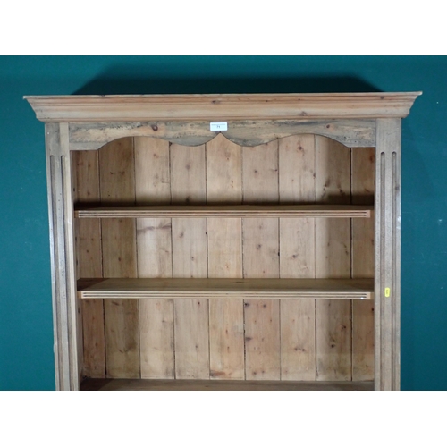 71 - A pine open Bookcase 6ft 2in H x 3ft 6in W