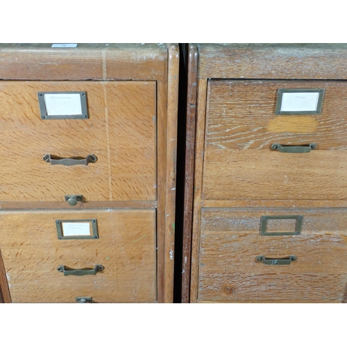 72 - A pair of 20th Century oak Filing Cabinets 4ft 4in H x 1ft 5in W