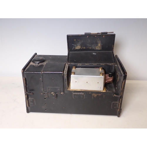 98 - A WWI Signal Lamp in black painted tin case, labelled Arthur Lyon Wrench Ltd, 9284, 1915, 10 x 5 x 5... 