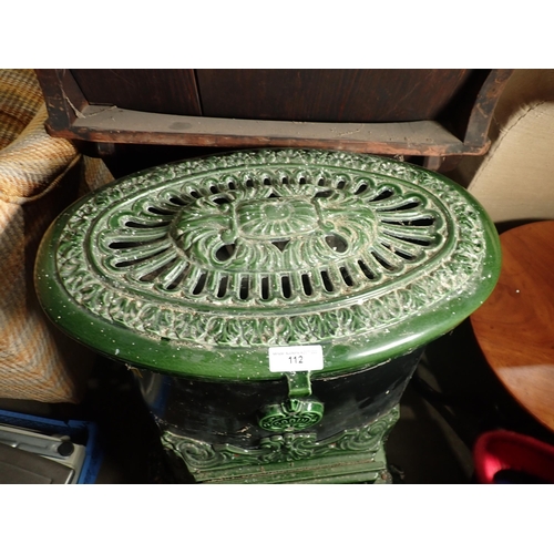 112 - A Godin cast iron green painted Greenhouse Heater 2ft 6in H x 1ft 7in W