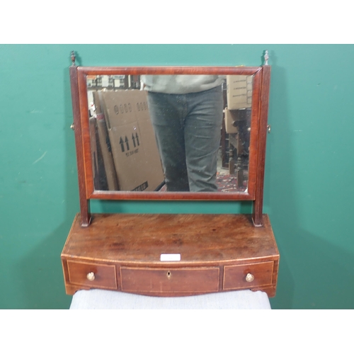 308 - A 19th Century mahogany Dressing Mirror with bow fronted base fitted three drawers 1ft 11in H x 1ft ... 