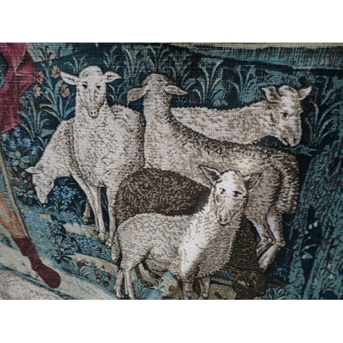 450 - A reproduction Tapestry depicting shepherd and sheep, 4ft 4in x 3ft 2in