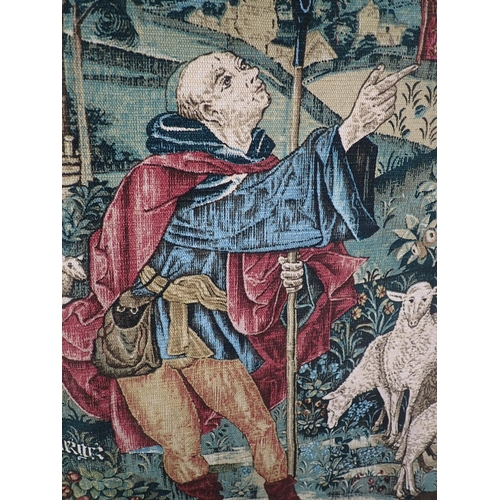 450 - A reproduction Tapestry depicting shepherd and sheep, 4ft 4in x 3ft 2in