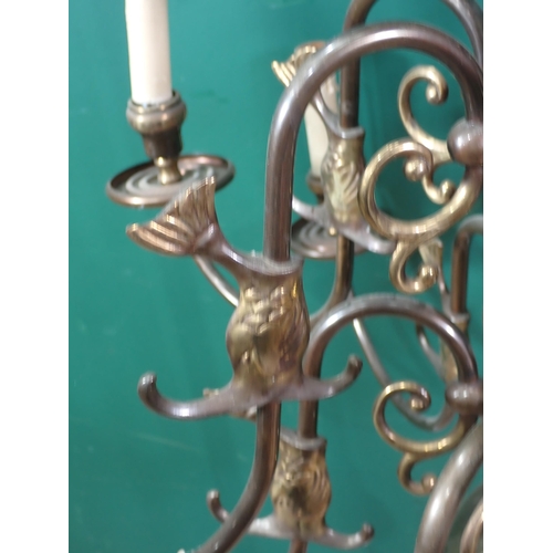 518 - A Dutch brass twelve branch ceiling Electrolier 2ft 6in D x 2ft 6in H