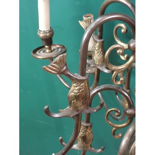 518 - A Dutch brass twelve branch ceiling Electrolier 2ft 6in D x 2ft 6in H