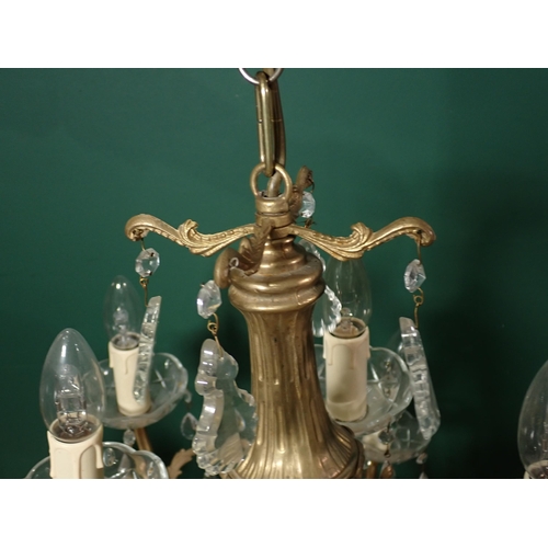 628 - A cut glass and gilt ceiling Electrolier 2ft 2in D x 1ft 5in H