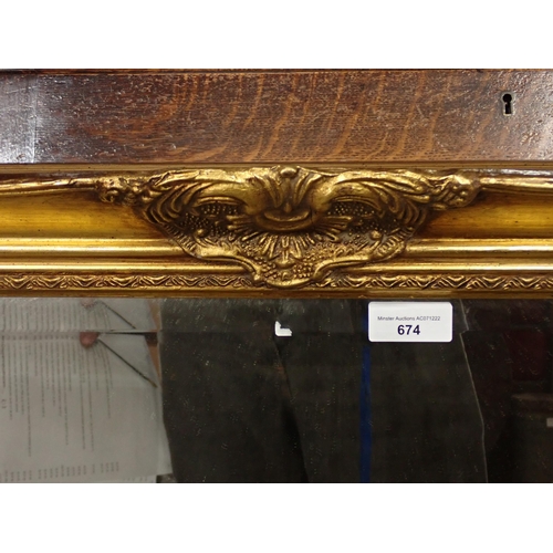 674 - A gilt framed Wall Mirror 4ft 6in W x 3ft 6in H