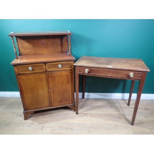 91 - A 19th Century mahogany Side Table fitted single frieze drawer mounted on square supports 2ft 7in W ... 