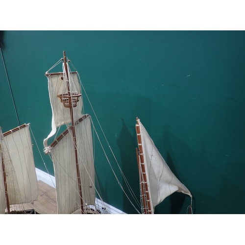 640 - A scratch built wooden Model of a Sailing Ship 3ft 5in L x 3ft 5in H