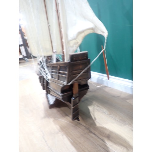 640 - A scratch built wooden Model of a Sailing Ship 3ft 5in L x 3ft 5in H