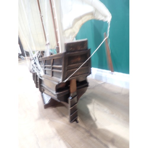 640 - A scratch built wooden Model of a Sailing Ship 3ft 5in L x 3ft 5in H