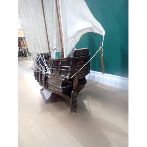 640 - A scratch built wooden Model of a Sailing Ship 3ft 5in L x 3ft 5in H