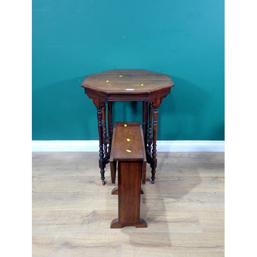 360 - A Victorian walnut octagonal Occasional Table and an oak drop leaf Occasional Table